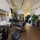 Urban tattoo studio with natural lighting